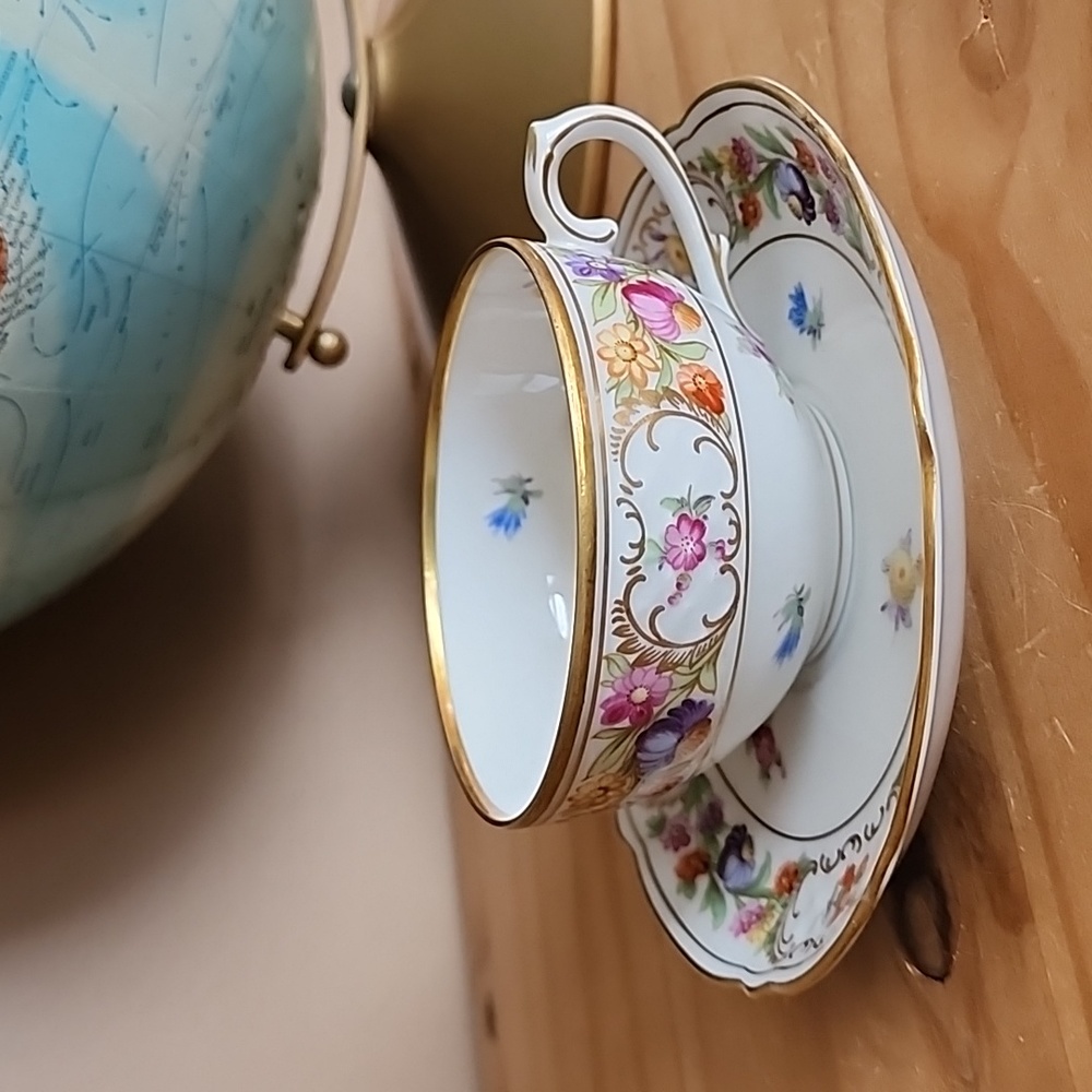 Vintage Empress Dresden Flower teacup and saucer by Schumann Bavaria